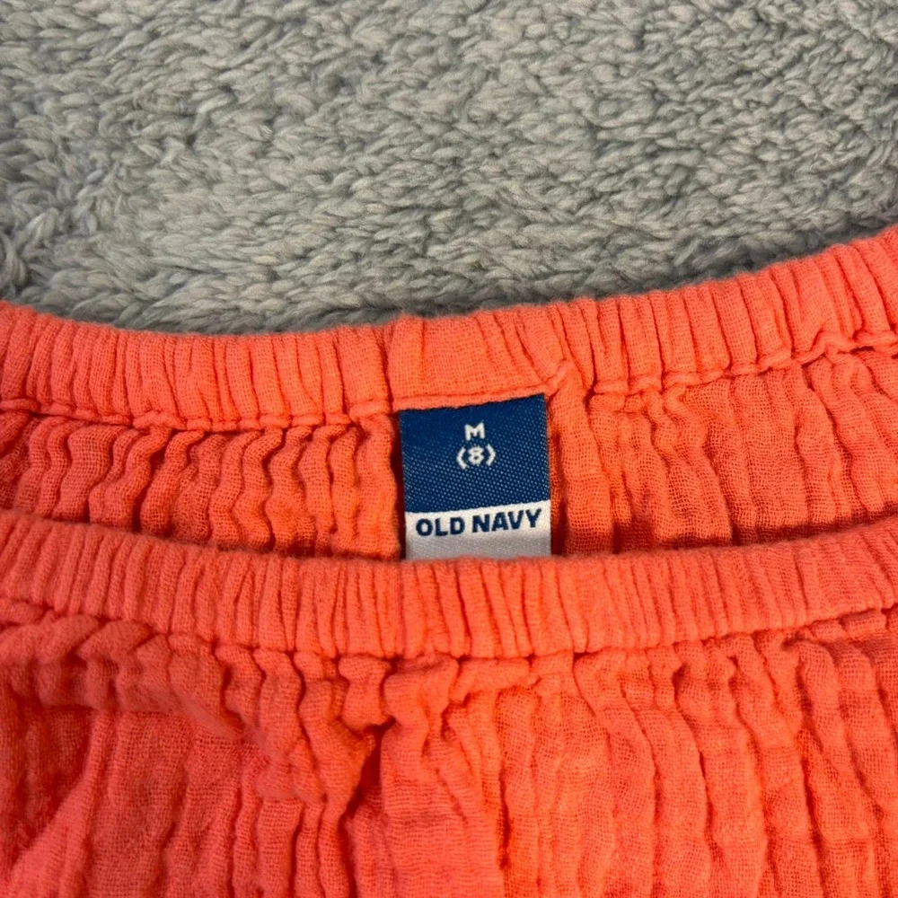 Old Navy Girls Coral Orange Double Gauze Puff Sleeve Top Size M 8